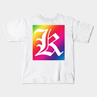 Rainbow White Letter K Kids T-Shirt